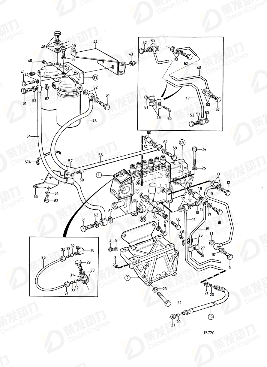 VOLVO Fuel pipe, feed pump-fuel filt. 422815 Drawing